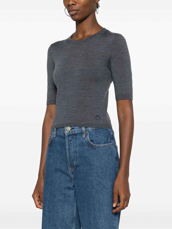 Pinko: Strickpullover mit Rundhalsausschnitt online - Rundhalspullover - Grau