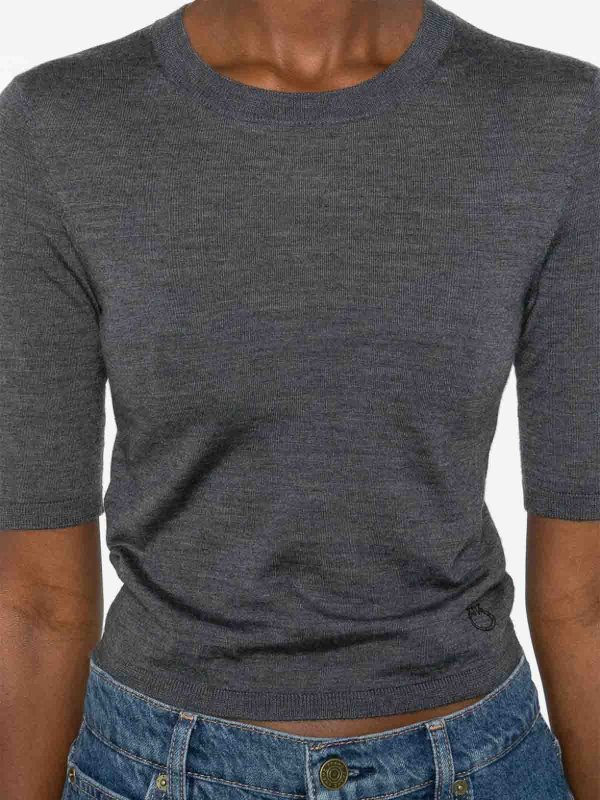 The Best Shops Pinko: Strickpullover mit Rundhalsausschnitt - Rundhalspullover - Grau