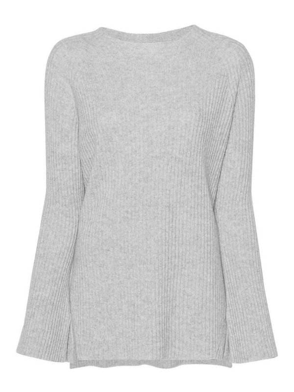 TWINSET: Strickpullover mit Rundhalsausschnitt - Rundhalspullover - Silber