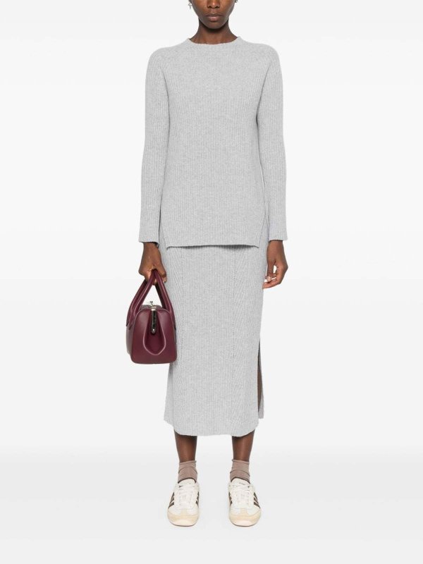 TWINSET: Strickpullover mit Rundhalsausschnitt online - Rundhalspullover - Silber