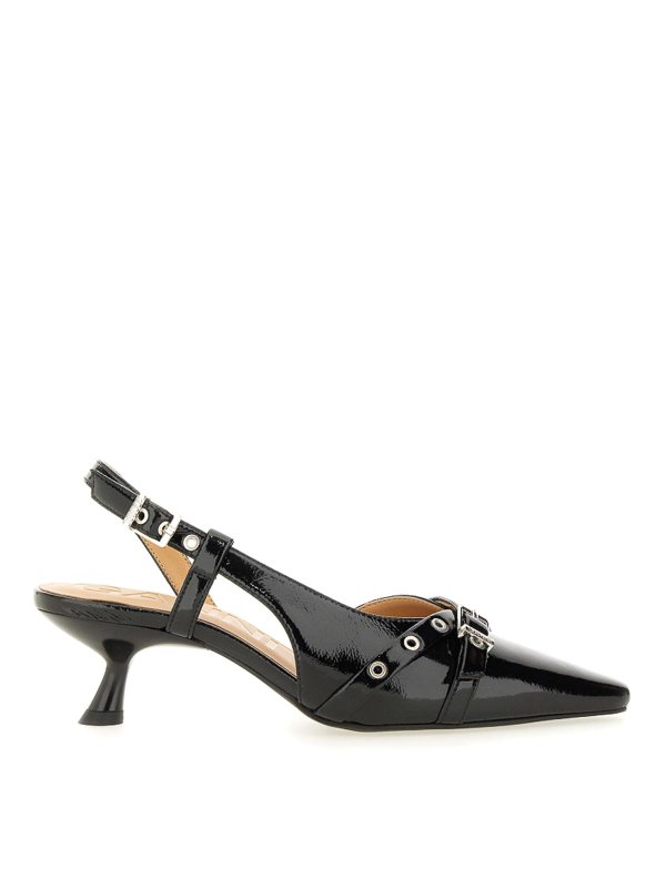GANNI: court shoes - Black slingback