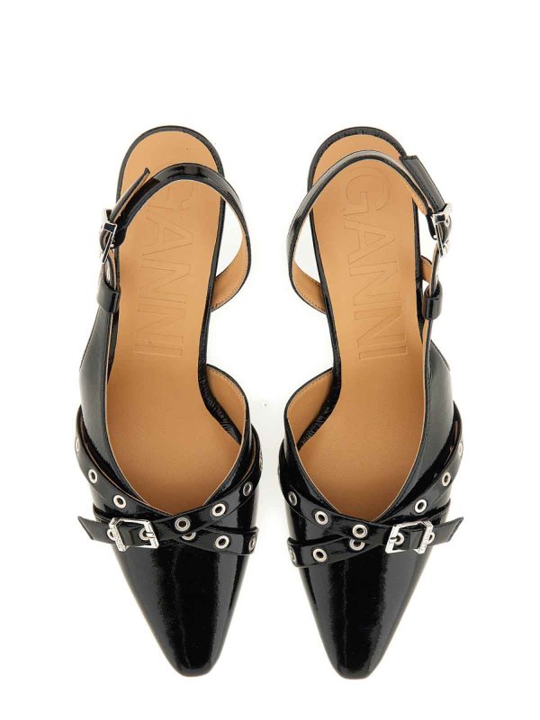 GANNI: court shoes online - Black slingback