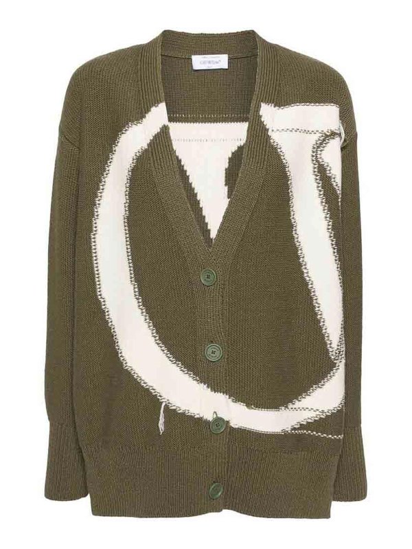 OFF-WHITE: Pull col rond - Pull Col Rond - Vert