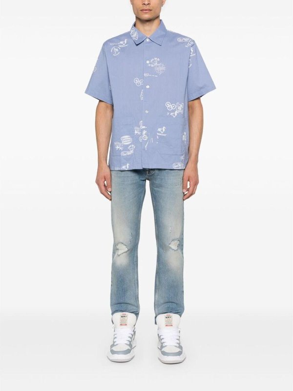 The Best Shops Palm Angels: Straight Leg Jeans - Straight Leg Jeans - Blau