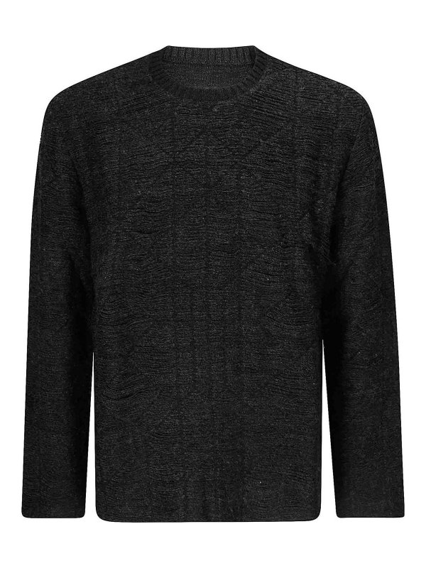 MM6 MAISON MARGIELA: Strickpullover mit Rundhalsausschnitt - Rundhalspullover - Grau