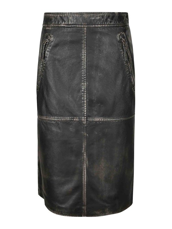 P.A.R.O.S.H.: leather skirts online - Midi leather skirt