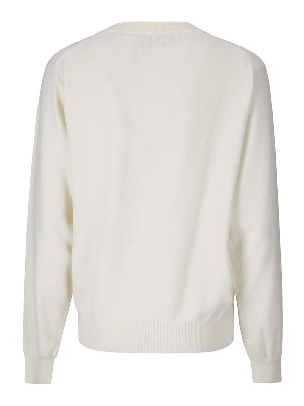 ROHE: Strickpullover mit V-Ausschnitt online - V-Pullover - Creme