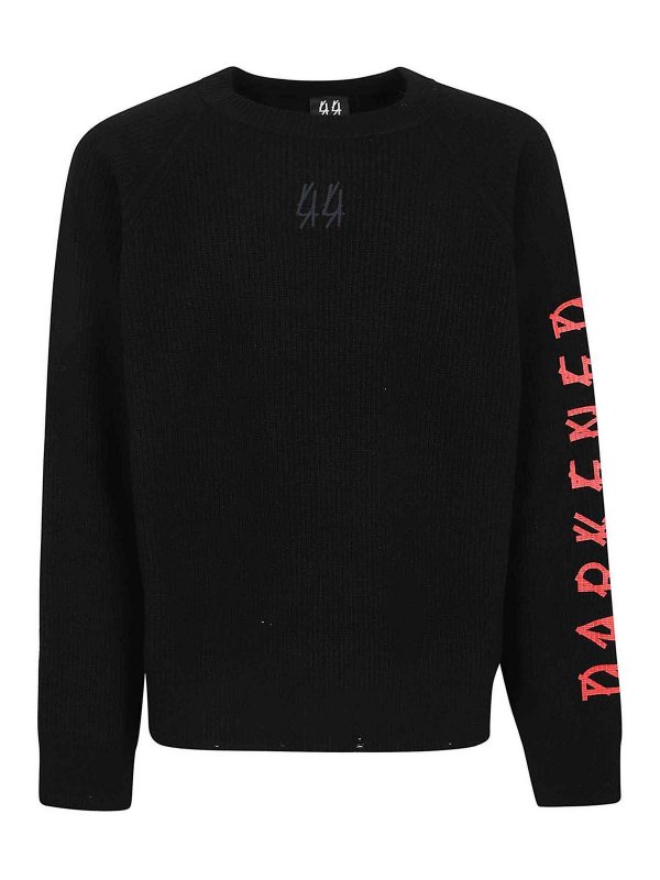 44 LABEL GROUP: Strickpullover mit Rundhalsausschnitt - Rundhalspullover - Schwarz