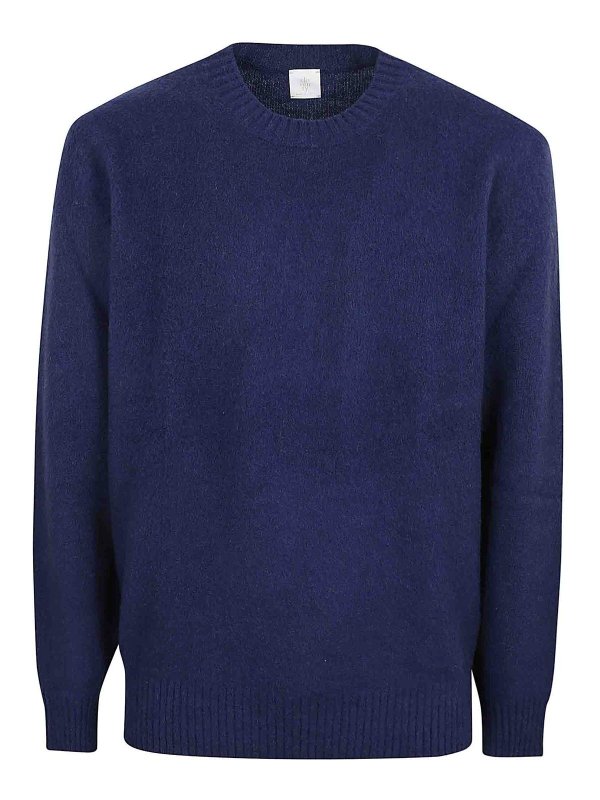 ELEVENTY: Strickpullover mit Rundhalsausschnitt - Rundhalspullover - Blau