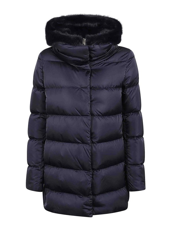 HERNO: padded coats - Padded blue coat