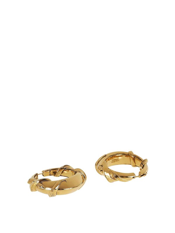 The Best Shops ALEXANDER MCQUEEN: Earrings - Antique gold finish hoop earrings
