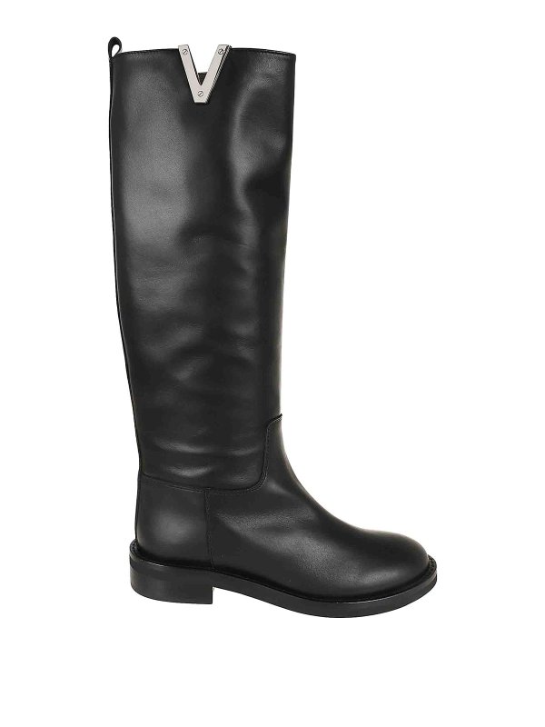 VIA ROMA 15: stivali - Stivale ginocchio in pelle nera