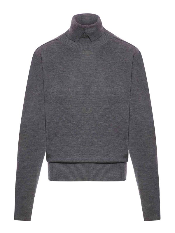 BURBERRY: Strickpullover mit Rundhalsausschnitt - Rundhalspullover - Grau