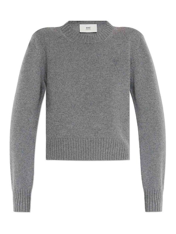 AMI PARIS: Pull col rond - Pull Col Rond - Gris