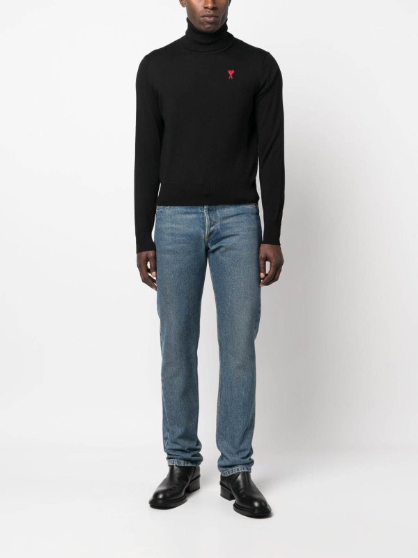 The Best Shops AMI PARIS: Col roulé & Col polo - Pull Col Roulé - Noir