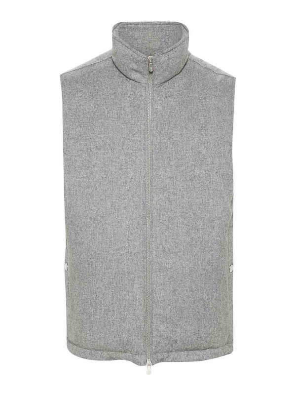 BRUNELLO CUCINELLI: Kurze Daunenjacken - Daunenjacke - Hellgrau
