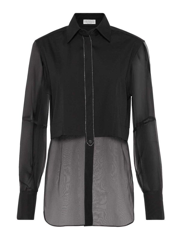 BRUNELLO CUCINELLI: shirts - Cotton And Silk Blend Shirt