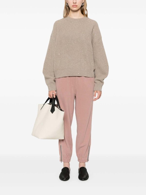 Rundhalspullover - Beige shop online: BRUNELLO CUCINELLI