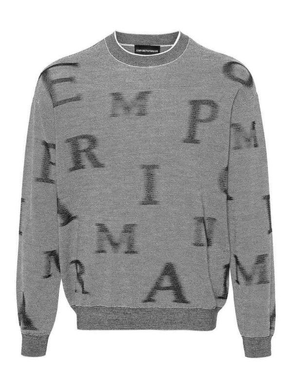 EMPORIO ARMANI: Strickpullover mit Rundhalsausschnitt - Rundhalspullover - Blau