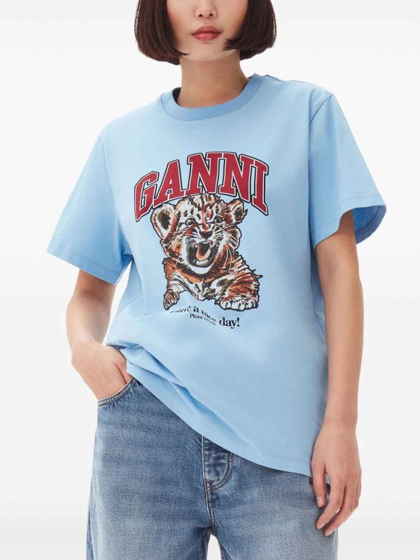 Tiger Cotton T-Shirt shop online: GANNI