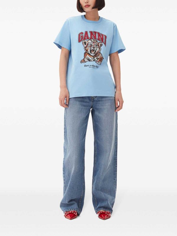 GANNI buy online Tiger Cotton T-Shirt