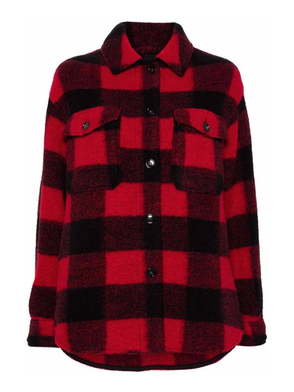 WOOLRICH: casual jackets - Red Wool Blend shirt