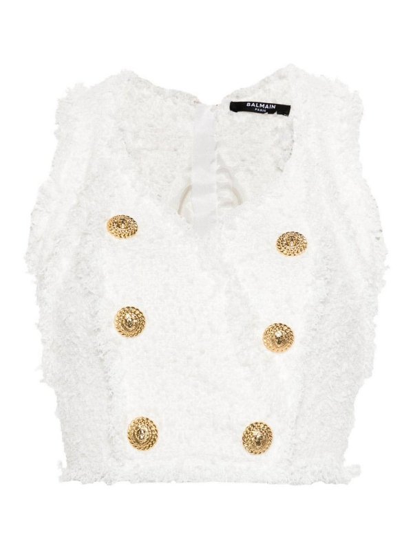 Balmain: Tops und Tank Tops - Top - Weiß
