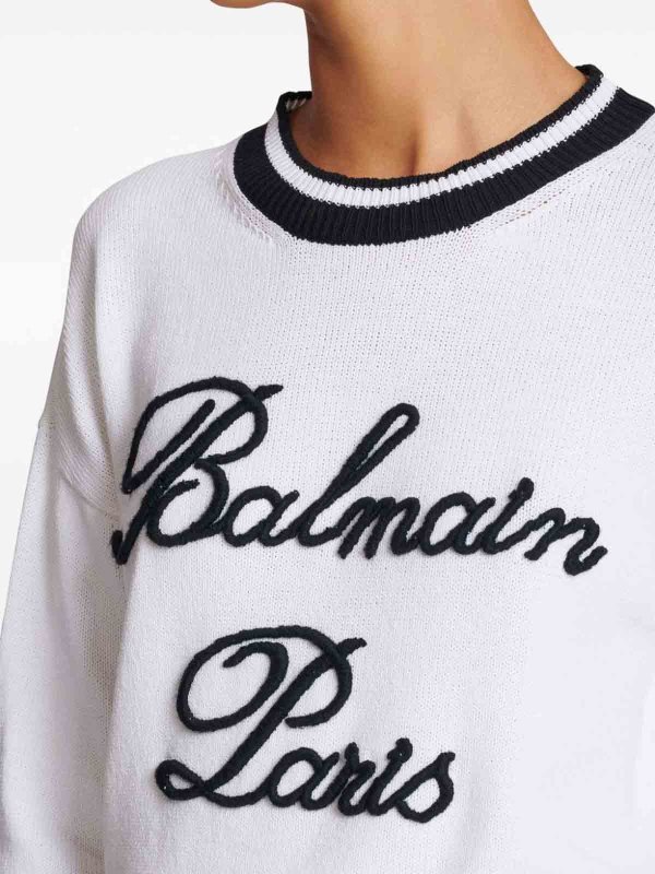 Balmain: crew necks online - Logo Crewneck Sweater