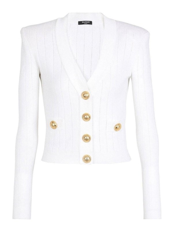 Balmain: cardigans - Buttoned V-Necked Cardigan
