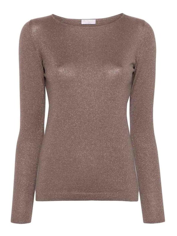 BRUNELLO CUCINELLI: U-Boot-Ausschnitt - U-Boot-Pullover - Beige
