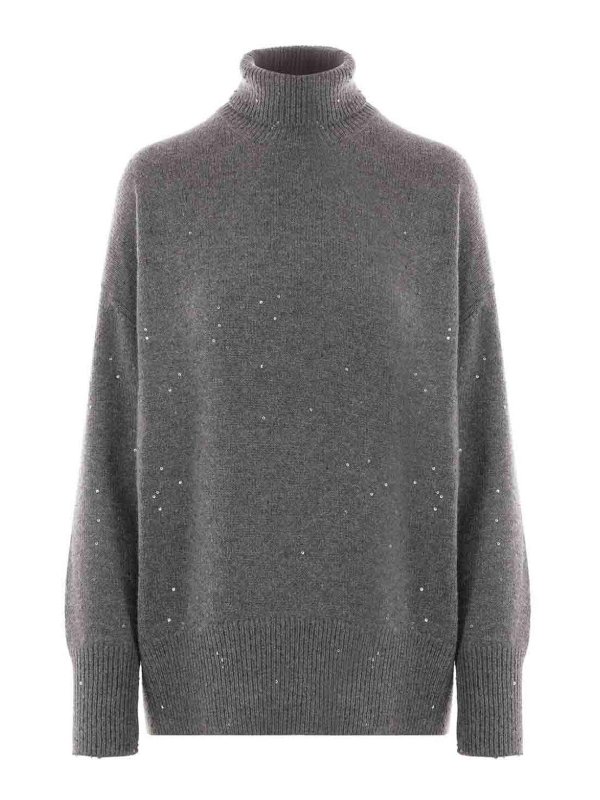 BRUNELLO CUCINELLI: Rollkragenpullover  und Polo-Ausschnitt - Rollkragenpullover - Grau