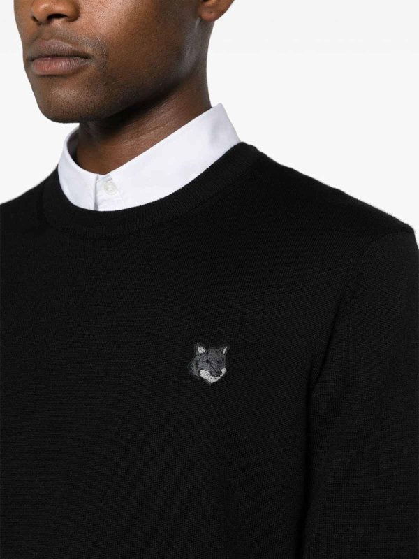 MAISON KITSUNÉ: Suéteres con cuello pico online - Suéter Cuello Redondo - Negro