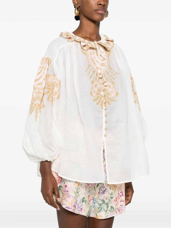 ZIMMERMANN: blouses online - Embroidered Ramie Blouse