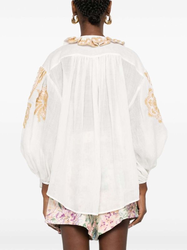 The Best Shops ZIMMERMANN: blouses - Embroidered Ramie Blouse