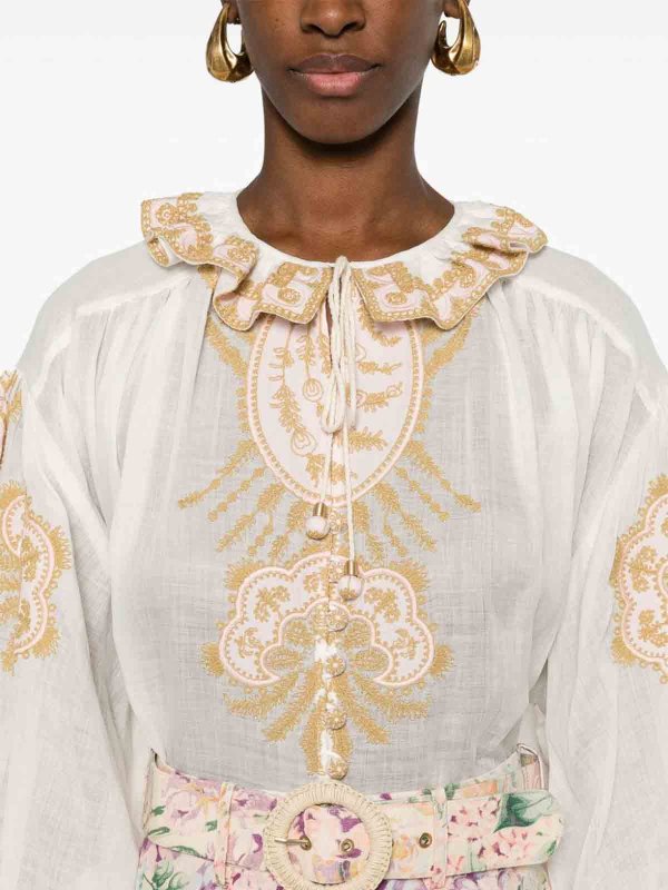 ZIMMERMANN buy online Embroidered Ramie Blouse