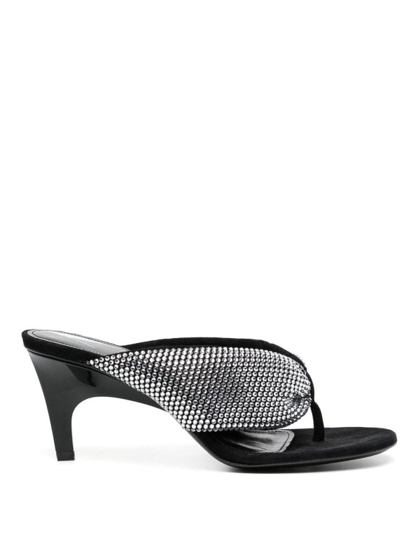 The Attico: sandals - Strass Embellished Thong Sandals