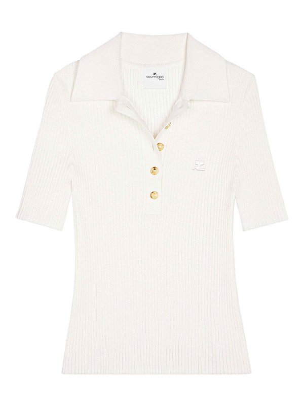 Courreges: polo shirts - Signature Rib Knit Polo
