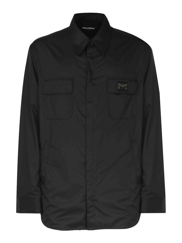 DOLCE & GABBANA: shirts - Shirt In Semi-Gloss Fabric And Logo Plate