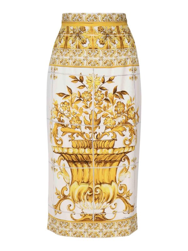 DOLCE & GABBANA: ニーレングススカート＆ミディ丈 - 膝丈/ミディスカート - イエロー