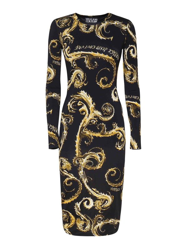 VERSACE JEANS: ニーレングスドレス - 膝丈ドレス - 黒