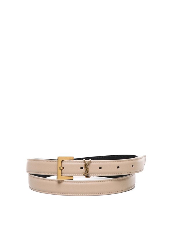 SAINT LAURENT: belts - Cassandre Thin Leather Belt