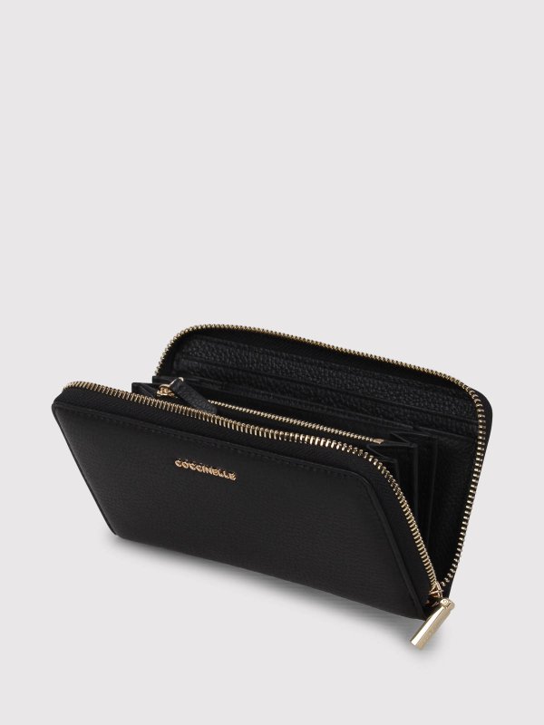 The Best Shops COCCINELLE: wallets & purses - Metallic Soft Zip Around Wallet