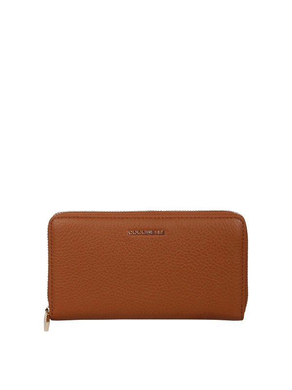 COCCINELLE: wallets & purses - Metallic Soft Zip Around Wallet