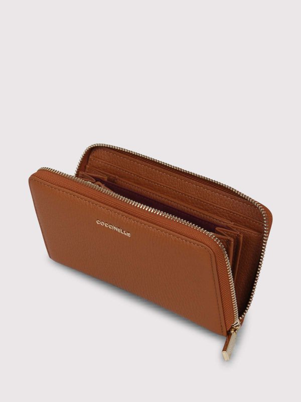 The Best Shops COCCINELLE: wallets & purses - Metallic Soft Zip Around Wallet