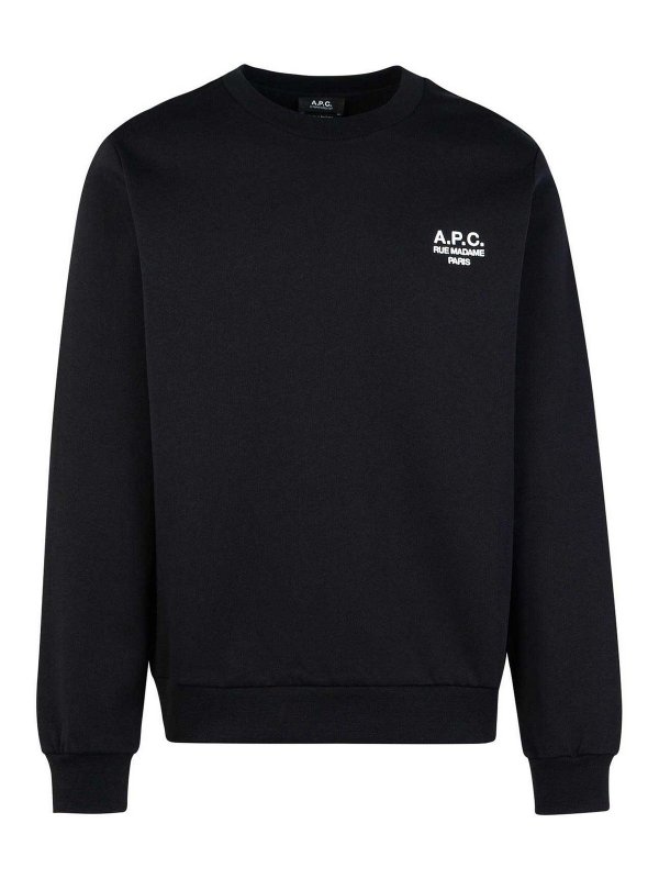 A.P.C.: Sweatshirts & Sweaters - Rue Madame Black Cotton Sweatshirt