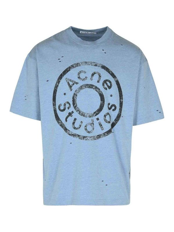 Acne Studios: T-shirts - T-Shirt - Hellblau