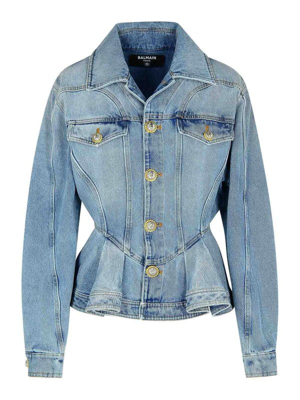 Balmain: giacche denim - Giacca di jeans azzurra