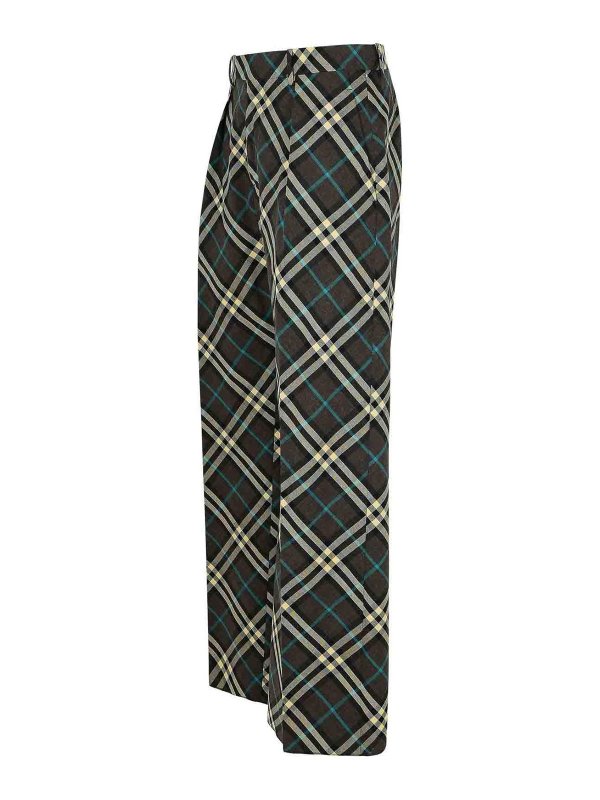 The Best Shops BURBERRY: casual trousers - Check Brown Wool Blend Trousers