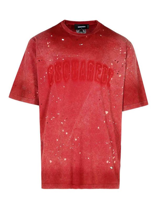 DSQUARED2: t-shirts - Red Cotton T-Shirt
