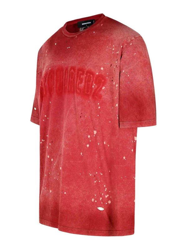 The Best Shops DSQUARED2: t-shirts - Red Cotton T-Shirt